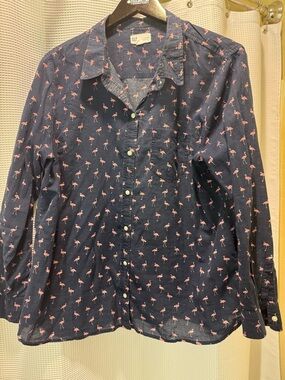 GAP Navy Shirt with Pink Flamingo Pattern
